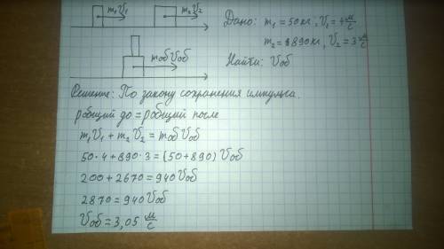 Мальчик бегущей со скоростью 4 м/с, вскакивает на тележку, которая движется ему на встречу со скорос