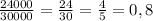 \frac{24000}{30000}=\frac{24}{30}=\frac{4}{5}=0,8