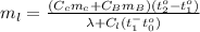 m_l= \frac{(C_cm_c+C_Bm_B)(t_2^o-t_1^o)}{\lambda +C_l(t_1^-t_0^o)}