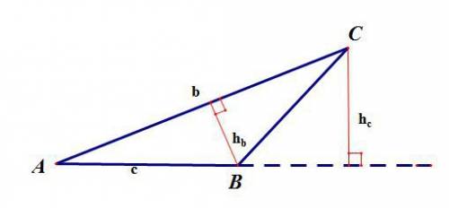 Может ли высота треугольника находиться вне треугольника? рисунок