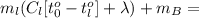 m_l(C_l[t_0^o-t_l^o]+\lambda)+m_B=