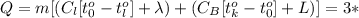 Q=m[(C_l[t_0^o-t_l^o]+\lambda)+(C_B[t_k^o-t_0^o]+L)]=3*