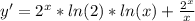 y'= 2^{x} *ln(2)*ln(x)+ \frac{ 2^{x} }{x}