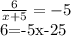 \frac{6}{x+5} =-5&#10;&#10;6=-5x-25&#10;