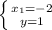 \left \{ {{x_1=-2} \atop {y=1}} \right.