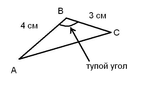 Построй треугольник две стороны которого 4см3см образуют тупой угол