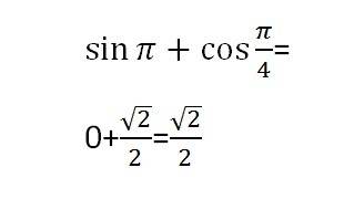 Sin π + cos π/4 найдите значение выражения