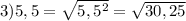 3)5,5= \sqrt{ 5,5^{2} } = \sqrt{30,25}