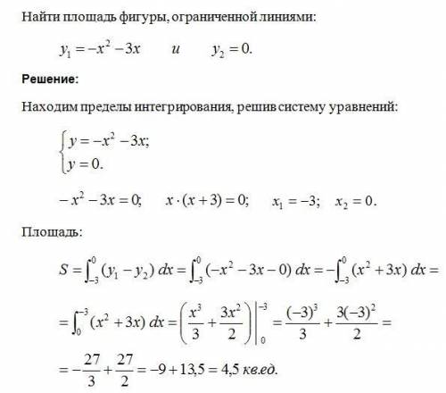 Найти площадь фигуры y=-x^2-3x; y=0 ; )