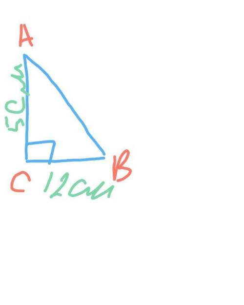 Впрямоугольном треугольнике известны катеты: a =5см, b=12см найти его гипотенузу