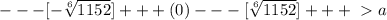 ---[ - \sqrt[6]{1152} ]+++(0)---[ \sqrt[6]{1152} ]+++\ \textgreater \ a