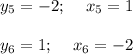 y_5=-2;\,\,\,\,\,\,\,x_5=1\\ \\ y_6=1;\,\,\,\,\,\,\,x_6=-2