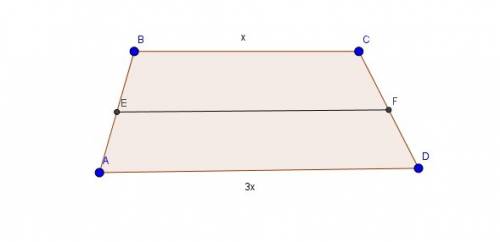 Одно из оснований трапеции в три раза больше второго а какую часть составляет средней линии этой тра