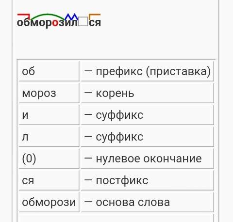 Как разобрать по составу слово обморозился ?