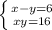 \left \{ {{x-y=6} \atop {xy = 16}} \right.