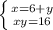 \left \{ {{x = 6 + y} \atop {xy = 16}} \right.