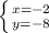 \left \{ {{x = -2} \atop {y = -8}} \right.