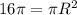 16 \pi = \pi R^2