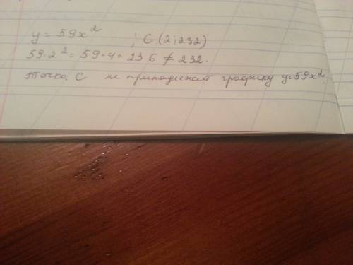 Принадлежит ли графику функции y=59x^2 точка c(2; 232)?