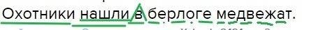 Подчеркнуть главные и второстепенные члены предложения: охотники нашли в берлоге медвежат.