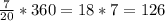 \frac{7}{20}*360=18*7=126