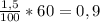 \frac{1,5}{100} * 60=0,9