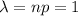 \lambda =np=1