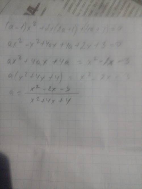 (a-1)x^2+2x(2a+1)+(4a+3)=0 решить 58