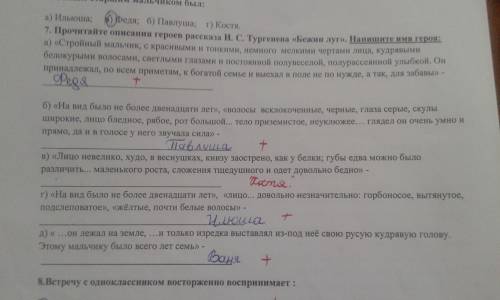 Скажите имя, возраст, портрет и поступок действий в произведение бежин луг