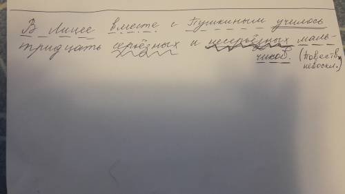 Синтаксический разбор предложения : в лицее вместе с пушкиным училось тридцать серьезных и несерьезн