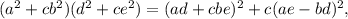 (a^2+cb^2)(d^2+ce^2)=(ad+cbe)^2+c(ae-bd)^2,