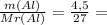 \frac{m(Al)}{Mr(Al)} = \frac{4,5}{27} =