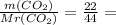 \frac{m(CO_2)}{Mr(CO_2)} = \frac{22}{44} =