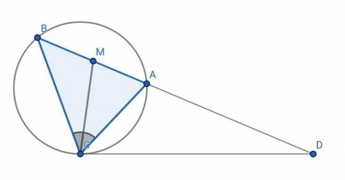 Биссектриса cм треугольника abc делит сторону ab на отрезки ав = 15, мв = 16. касательная к окружнос