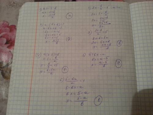 Установите соответствие, между линейными уравнениями и их решениями относительно переменной x, если