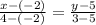 \frac{x-(-2)}{4-(-2)} = \frac{y-5}{3-5}