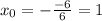 x_{0} =-\frac{-6}{6} =1