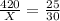 \frac{420}{X} = \frac{25}{30}