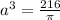 a^{3} = \frac{216}{ \pi }