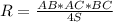 R= \frac{AB*AC*BC}{4S}