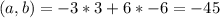 (a,b)=-3*3+6*-6=-45