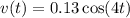 v(t) = 0.13\cos(4t)