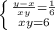 \left \{ {{ \frac{y-x}{xy}}= \frac{1}{6} } \atop {xy=6}} \right.