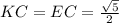 KC = EC = \frac{ \sqrt{5} }{2}