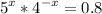 \displaystyle 5^x*4^{-x}=0.8