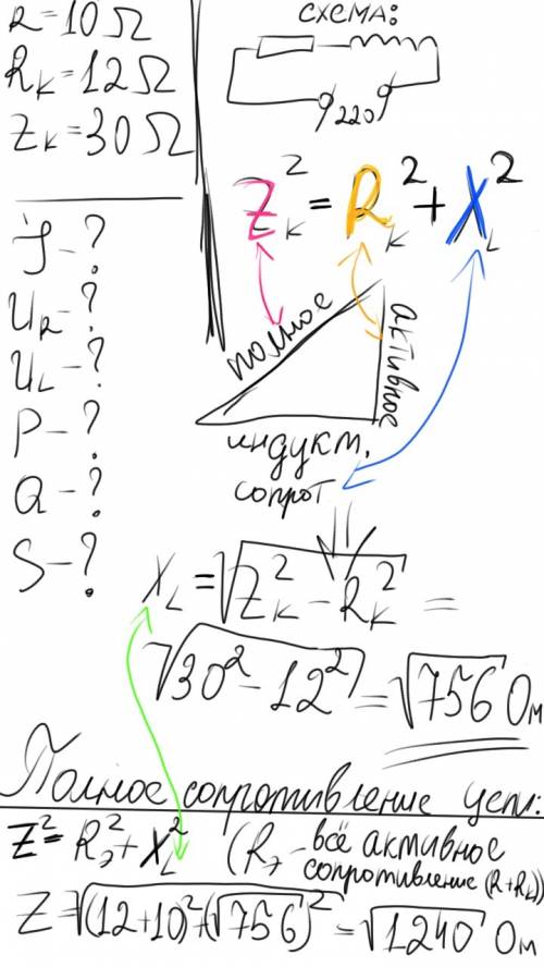 Цепь состоит из последовательно соединённых активного сопротивления r=10 ом и катушки индуктивности
