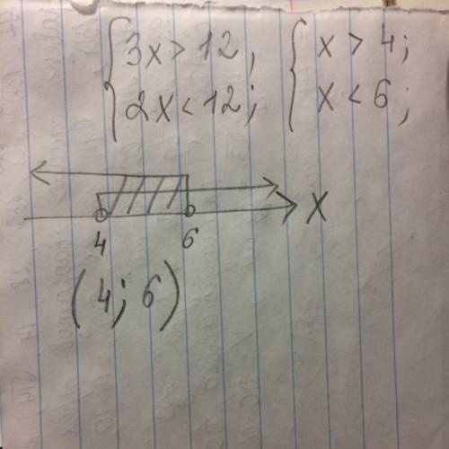 Решите систему неравенств 3х> 12, 2х< 12