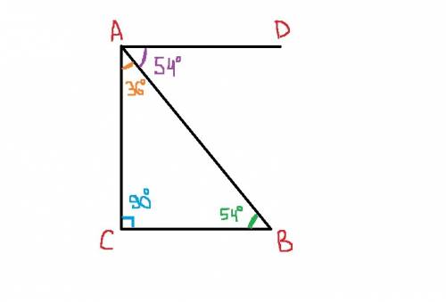 Втреугольнике авс угол с равен 90 градусов . через вершину а проведена прямая ад параллельная сторон