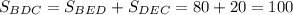 S_{BDC}=S_{BED}+S_{DEC}=80+20=100