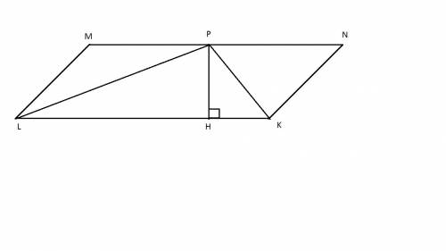 Впараллелограмме mnkl на стороне mn взята произвольная точка p. вычислить площадь параллелограмма, е